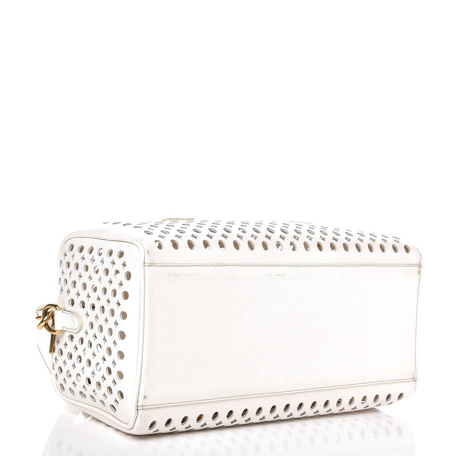 Prada Saffiano Perforated Satchel White 6 of 10