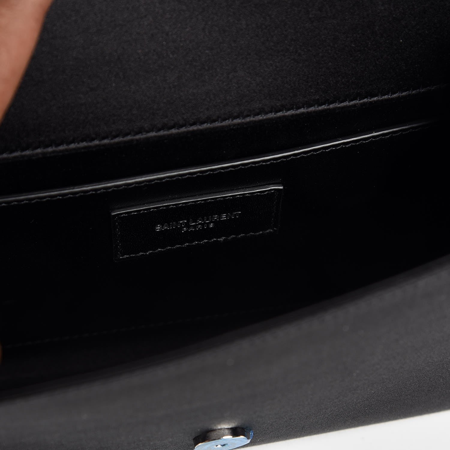 Saint Laurent Satin Sequin Zebra Small Monogram Kate Tassel Satchel Black White 6 of 7