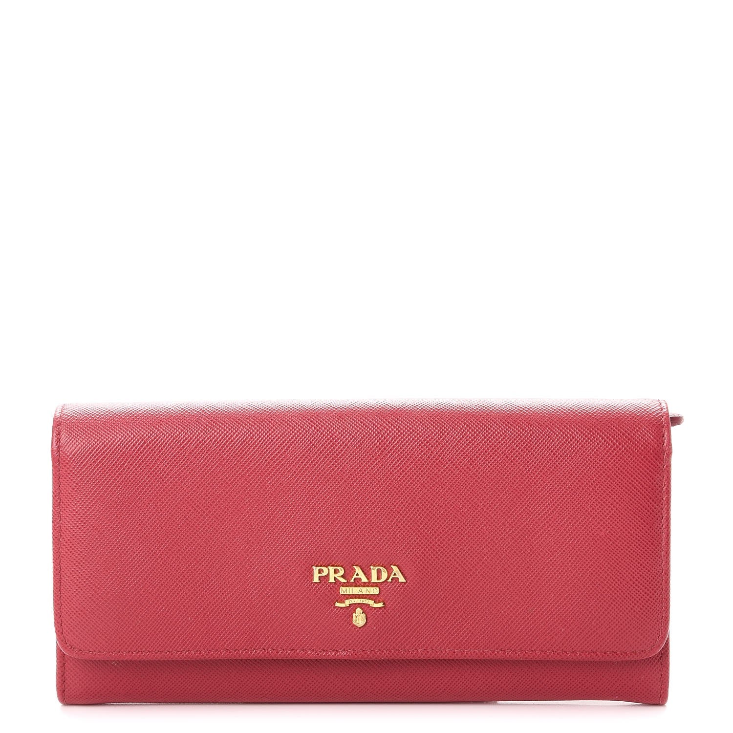 Prada Saffiano Metal Continental Flap Wallet Peonia Fuoco 1 of 10