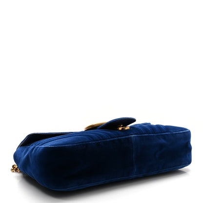 Gucci Velvet Matelasse Medium GG Marmont Shoulder Bag Cobalt Blue 4 of 15