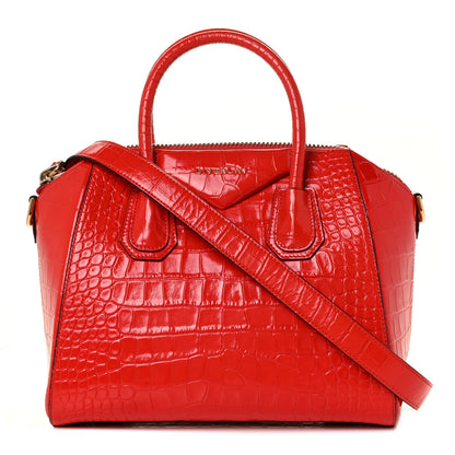 Givenchy Calfskin Crocodile Embossed Small Antigona Red 1 of 8