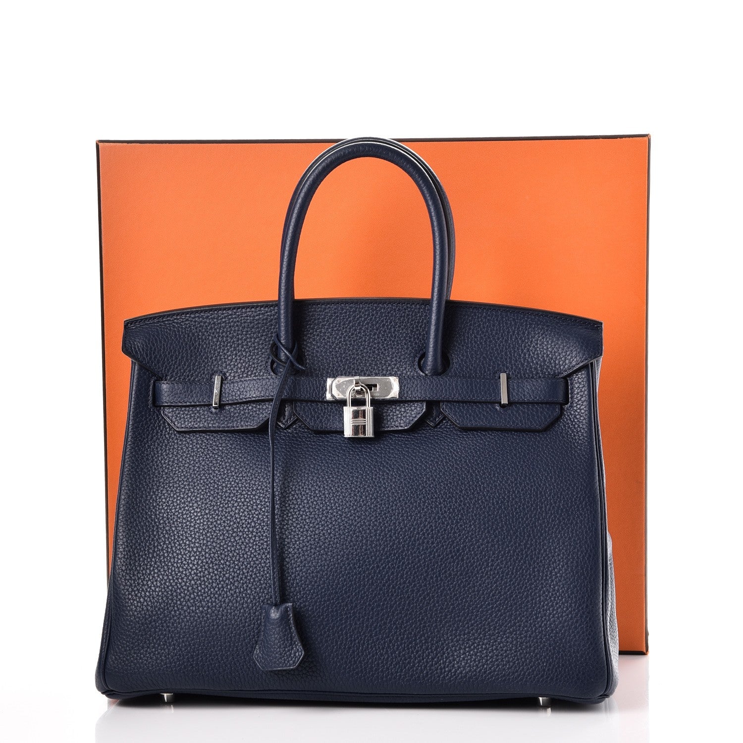 Hermes Taurillon Clemence Birkin 35 Bleu Saphir 38 of 38