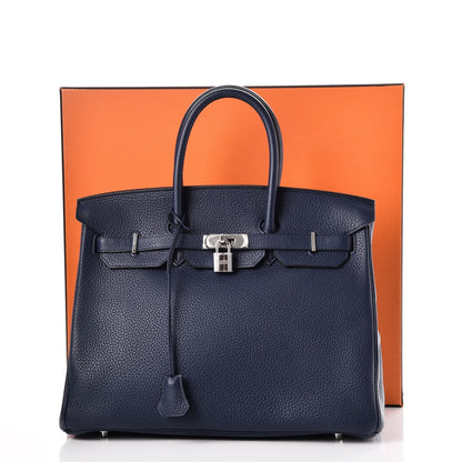 Hermes Taurillon Clemence Birkin 35 Bleu Saphir 38 of 38