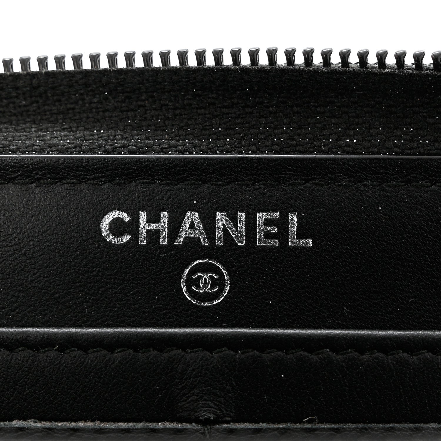 Chanel Calfskin Painted Chevron Embossed Large Boy Zip Wallet Black 8 of 9
