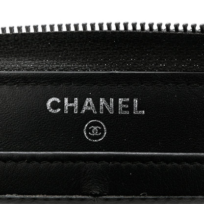 Chanel Calfskin Painted Chevron Embossed Large Boy Zip Wallet Black 8 of 9