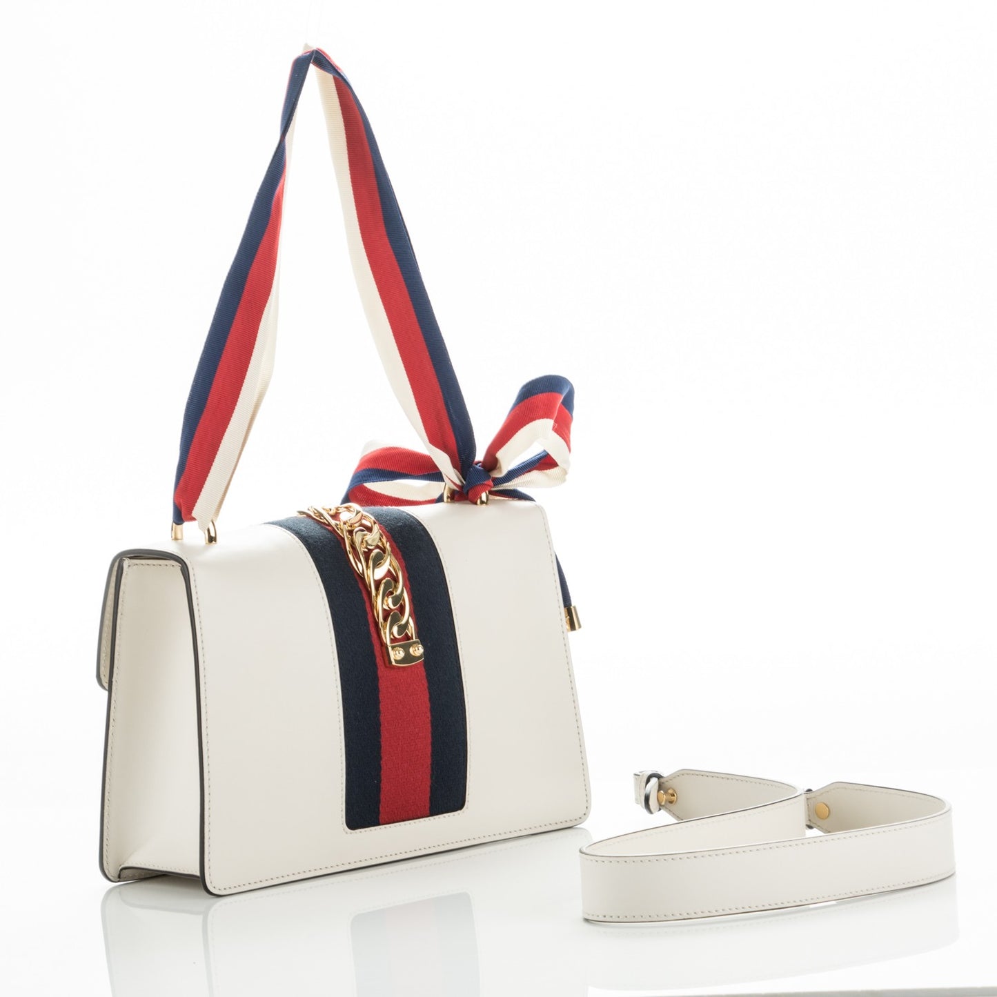 Calfskin Small Sylvie Shoulder Bag Off White