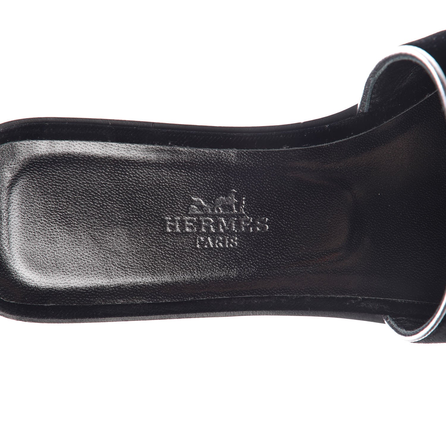 Hermes Velvet Nappa Oran Sandals 36 Black Argent Vieilli 7 of 8
