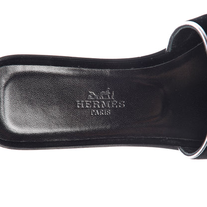 Hermes Velvet Nappa Oran Sandals 36 Black Argent Vieilli 7 of 8