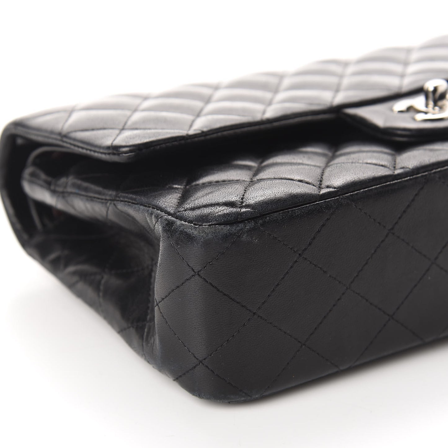 Lambskin Quilted Medium Double Flap Black