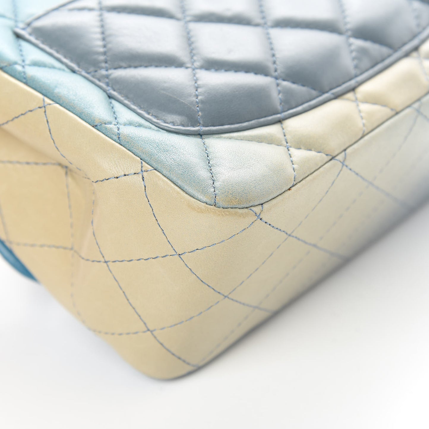 Lambskin Degrade Quilted Mini Square Flap Light Blue