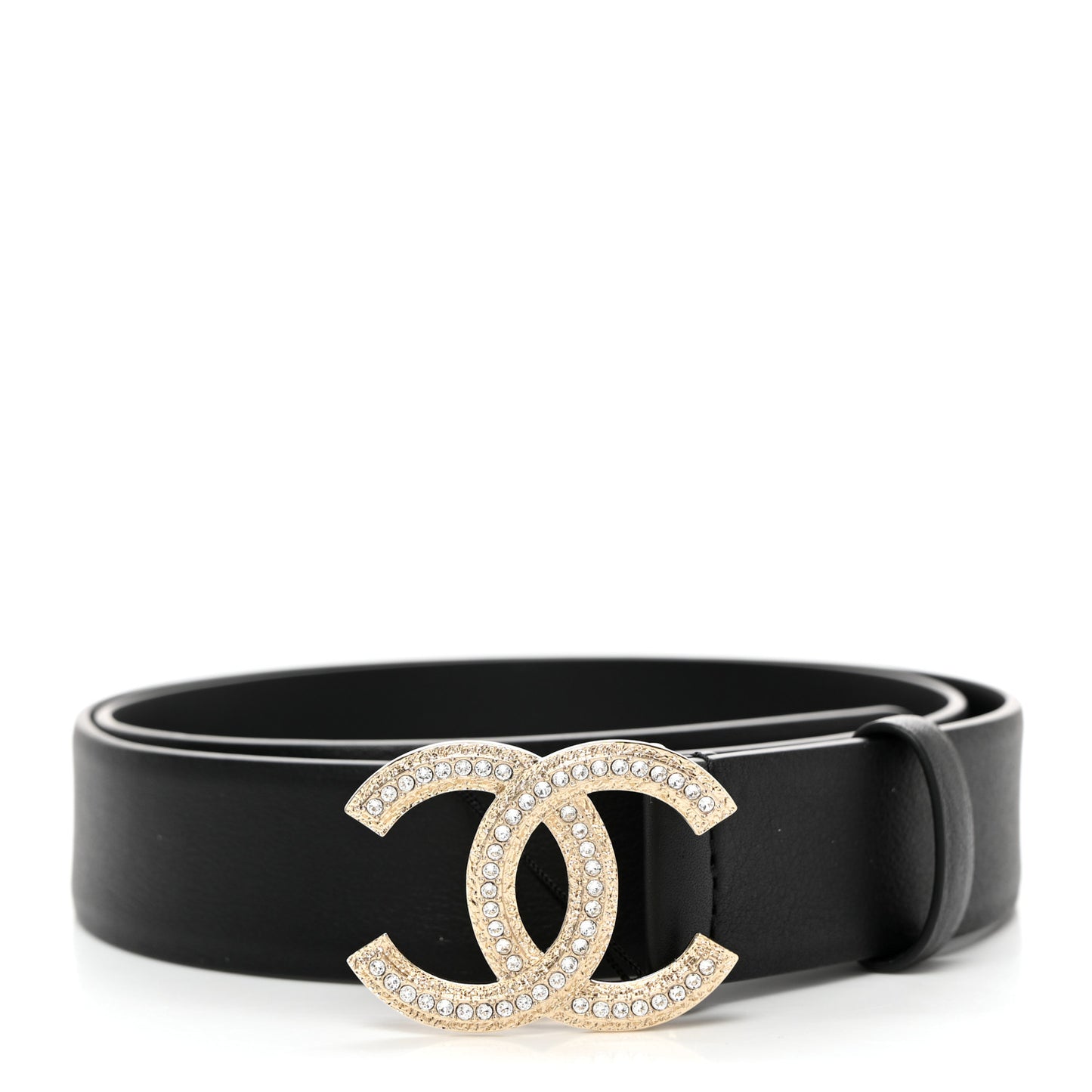 Calfskin Crystal CC Belt 80/32 Black