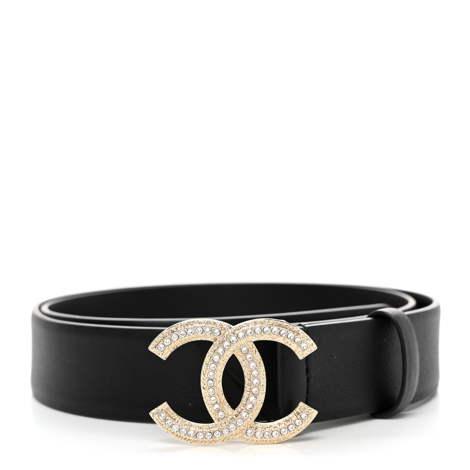 Chanel Calfskin Crystal CC Belt 80/32 Black 1 of 8