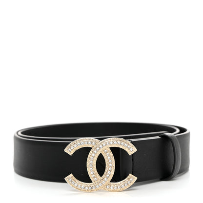 Chanel Calfskin Crystal CC Belt 80/32 Black 1 of 8