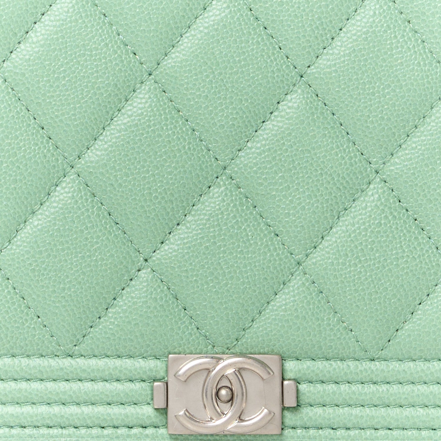 Chanel Caviar Quilted Boy Wallet On Chain WOC Light Green 9 of 12