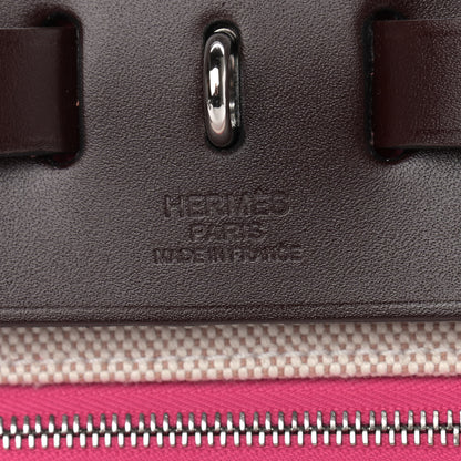 Hermes Toile H Berline Vache Hunter Herbag Zip 31 PM Rouge Sellier Rose Shocking 7 of 12