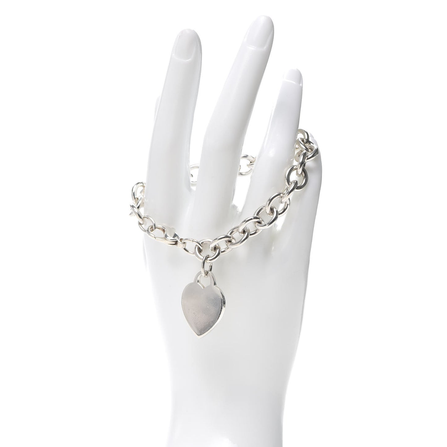 Sterling Silver Heart Tag Charm Bracelet