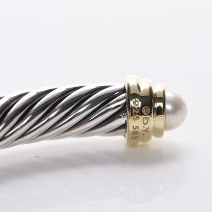 David Yurman Sterling Silver 14K Yellow Gold Pearl 5mm Cable Classics Petite Color Bracelet 6 of 6