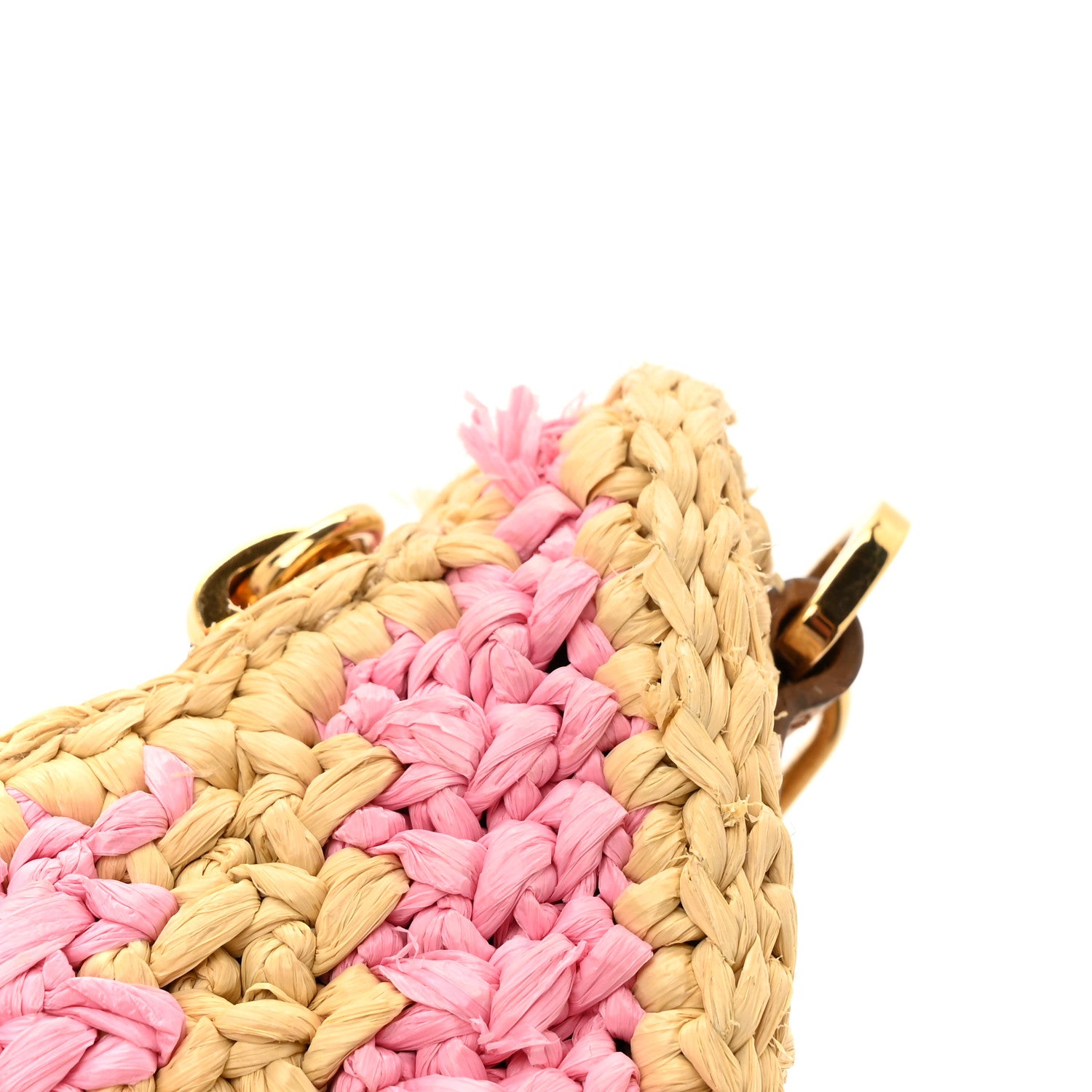 Prada Yarn Raffia Effect Crochet Striped Re-Edition 2005 Shoulder Bag Naturale Petalo 11 of 11