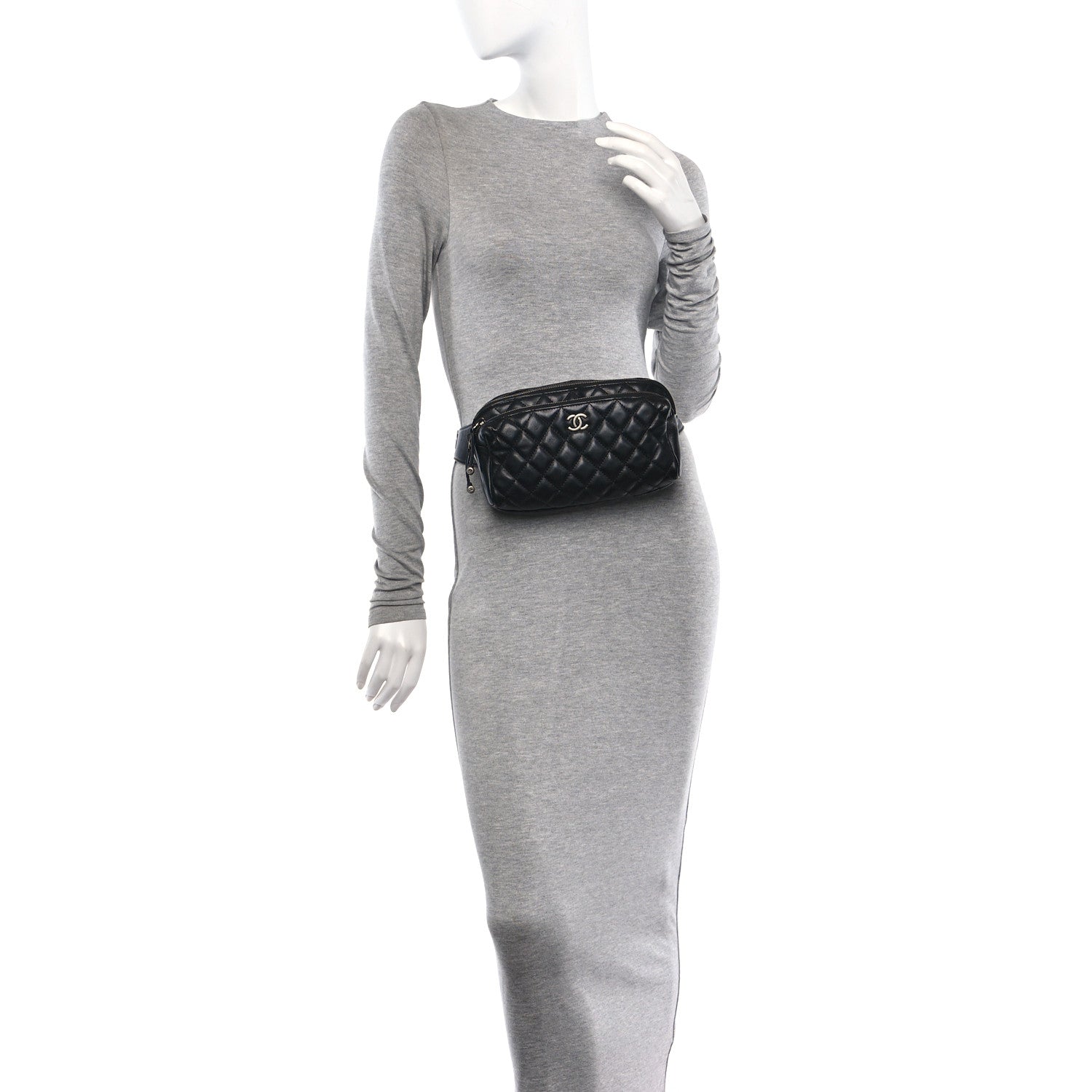 Chanel Calfskin Quilted Waist Bag Black 2 of 14