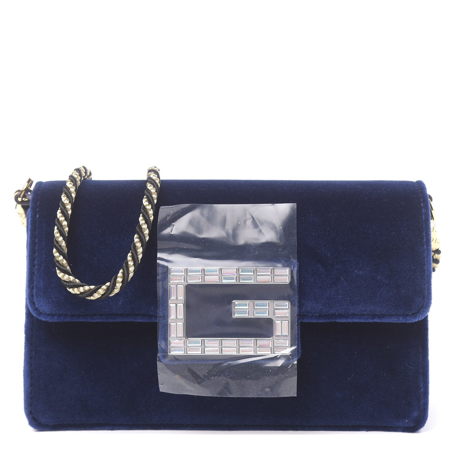Velvet Crystal Square G Shoulder Bag Cobalt Blue