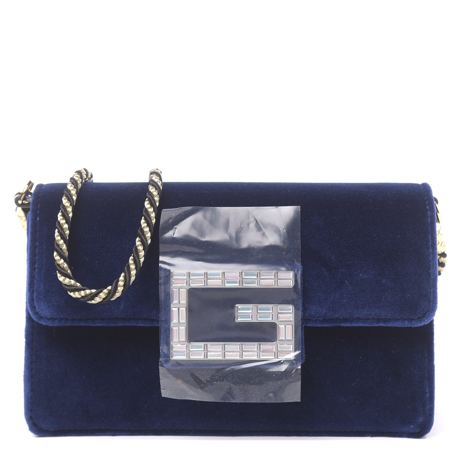 Gucci Velvet Crystal Square G Shoulder Bag Cobalt Blue 1 of 11