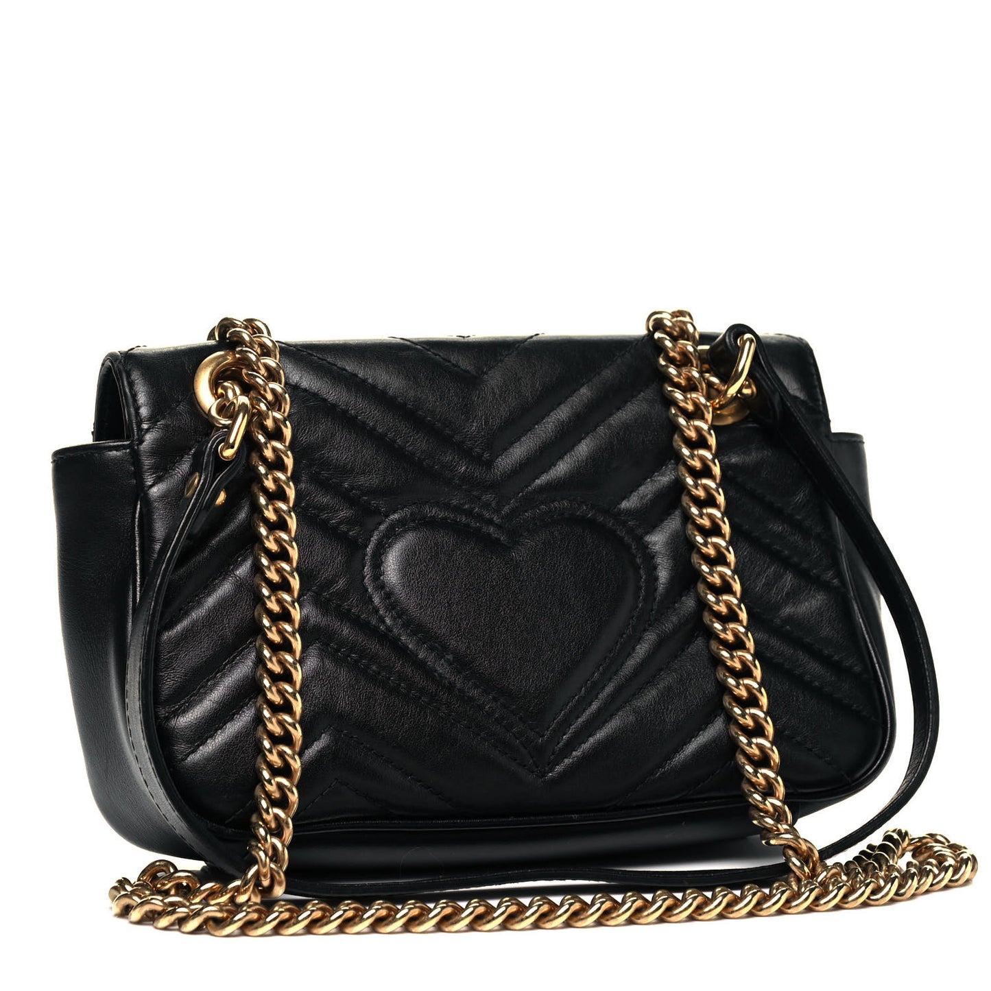 Calfskin Matelasse Mini GG Marmont Shoulder Bag Black