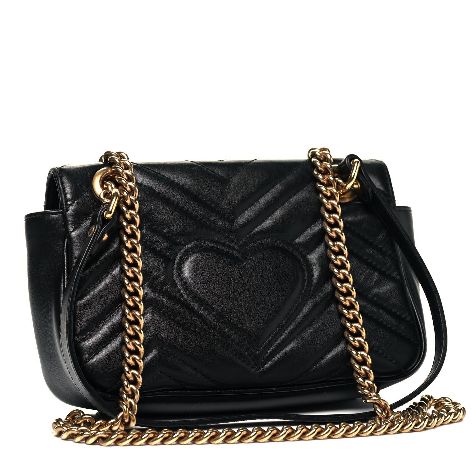 Gucci Calfskin Matelasse Mini GG Marmont Shoulder Bag Black 2 of 8