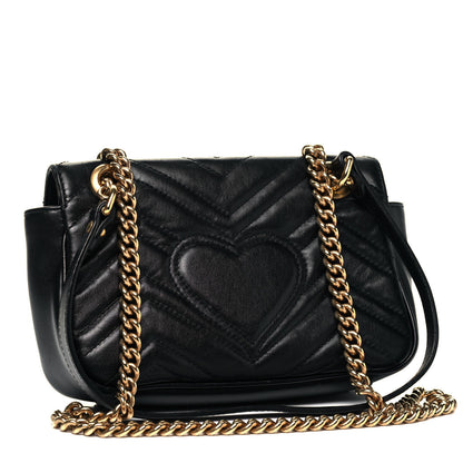 Gucci Calfskin Matelasse Mini GG Marmont Shoulder Bag Black 2 of 8