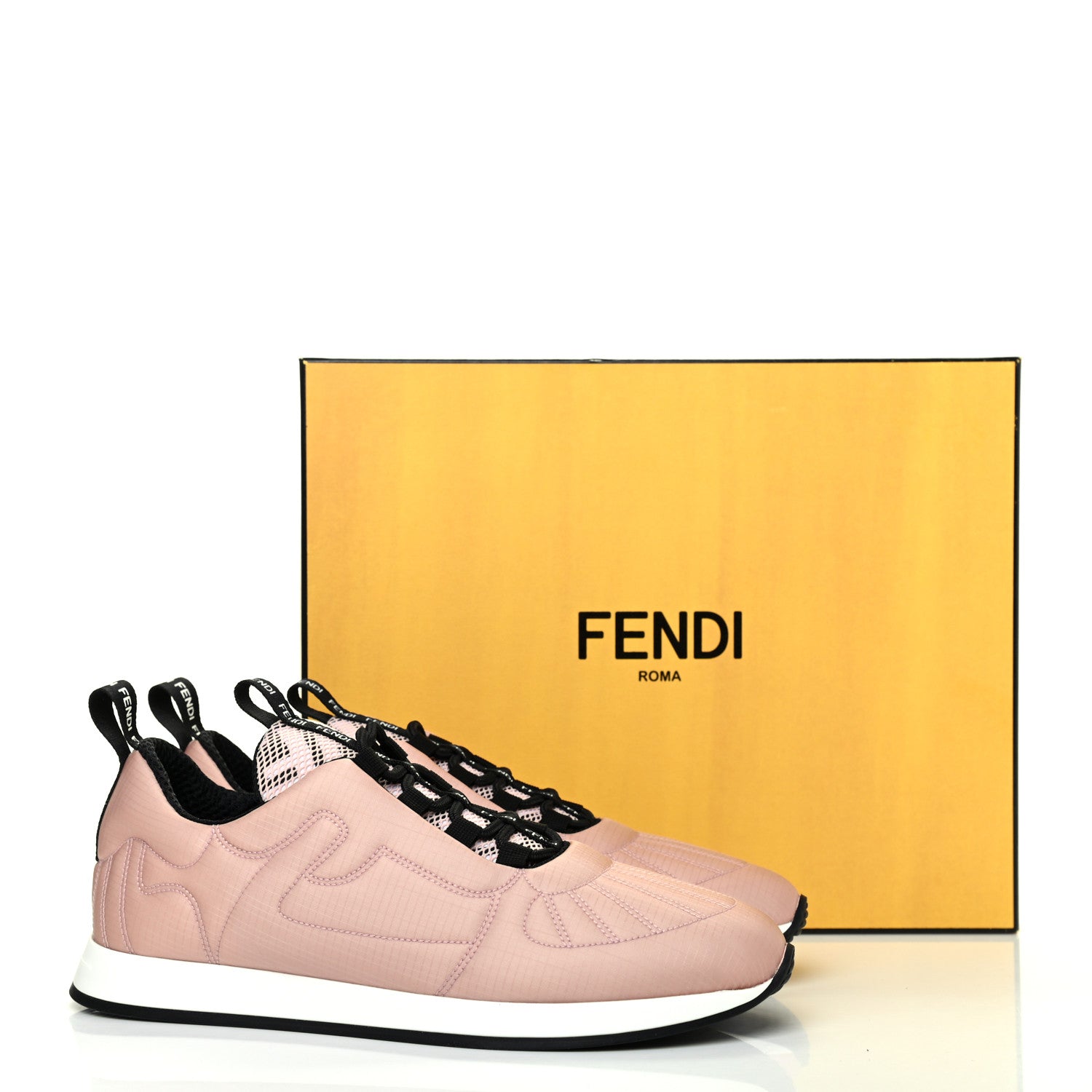 Fendi Nylon FFreedom Sneakers 36.5 White Rosa 9 of 9