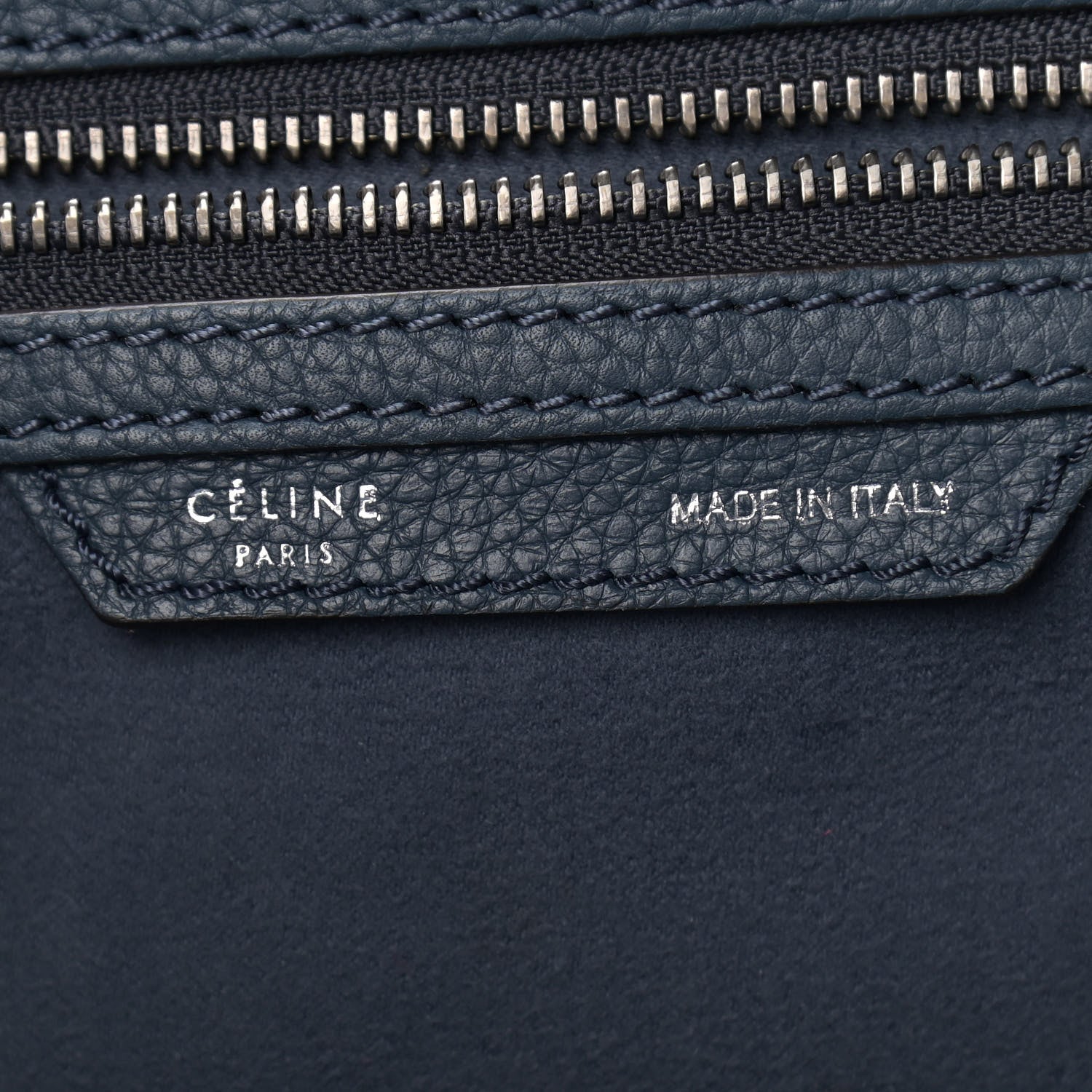 Celine Drummed Calfskin Mini Luggage Blue 6 of 13
