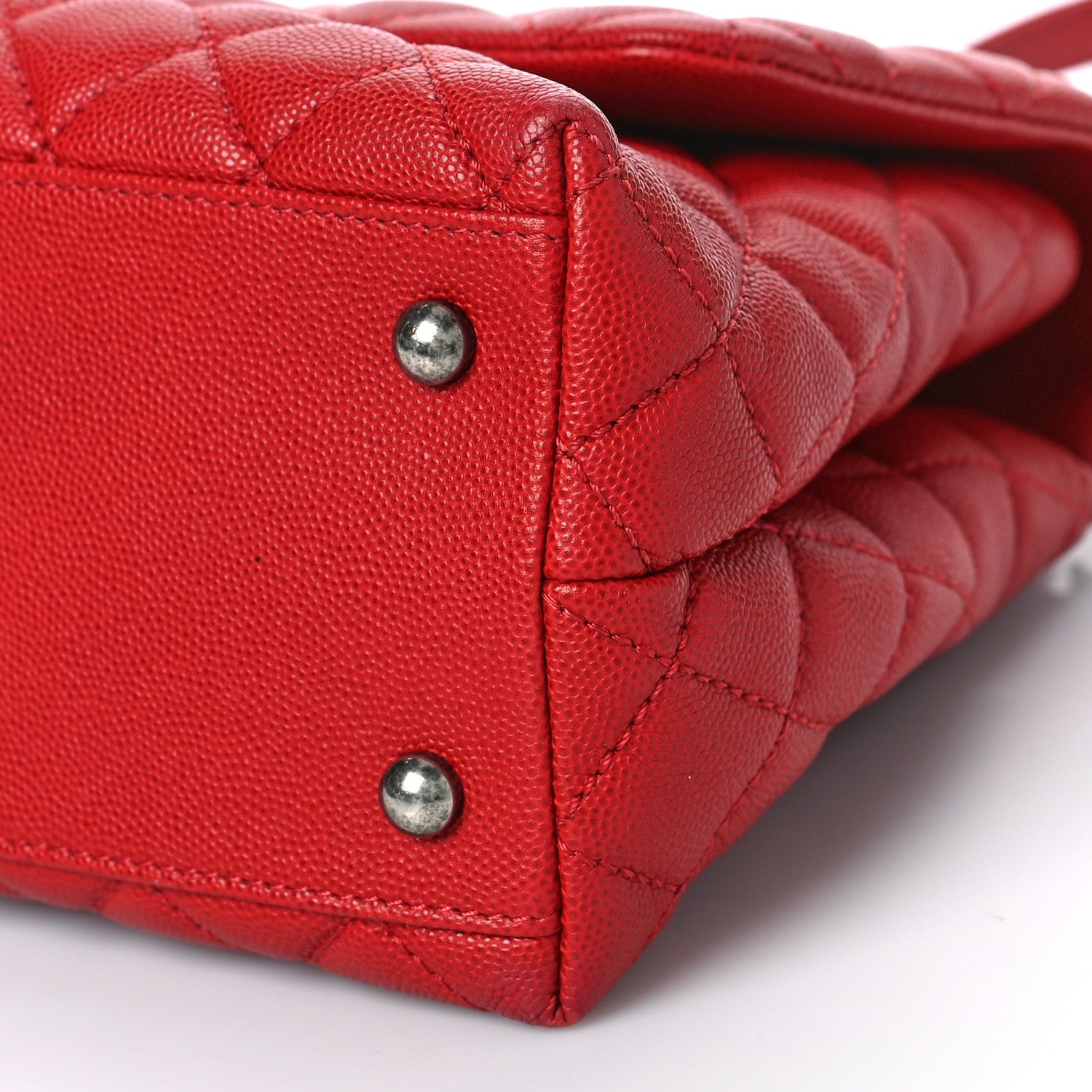 Chanel Caviar Quilted Small Coco Handle Flap Red 9 of 10