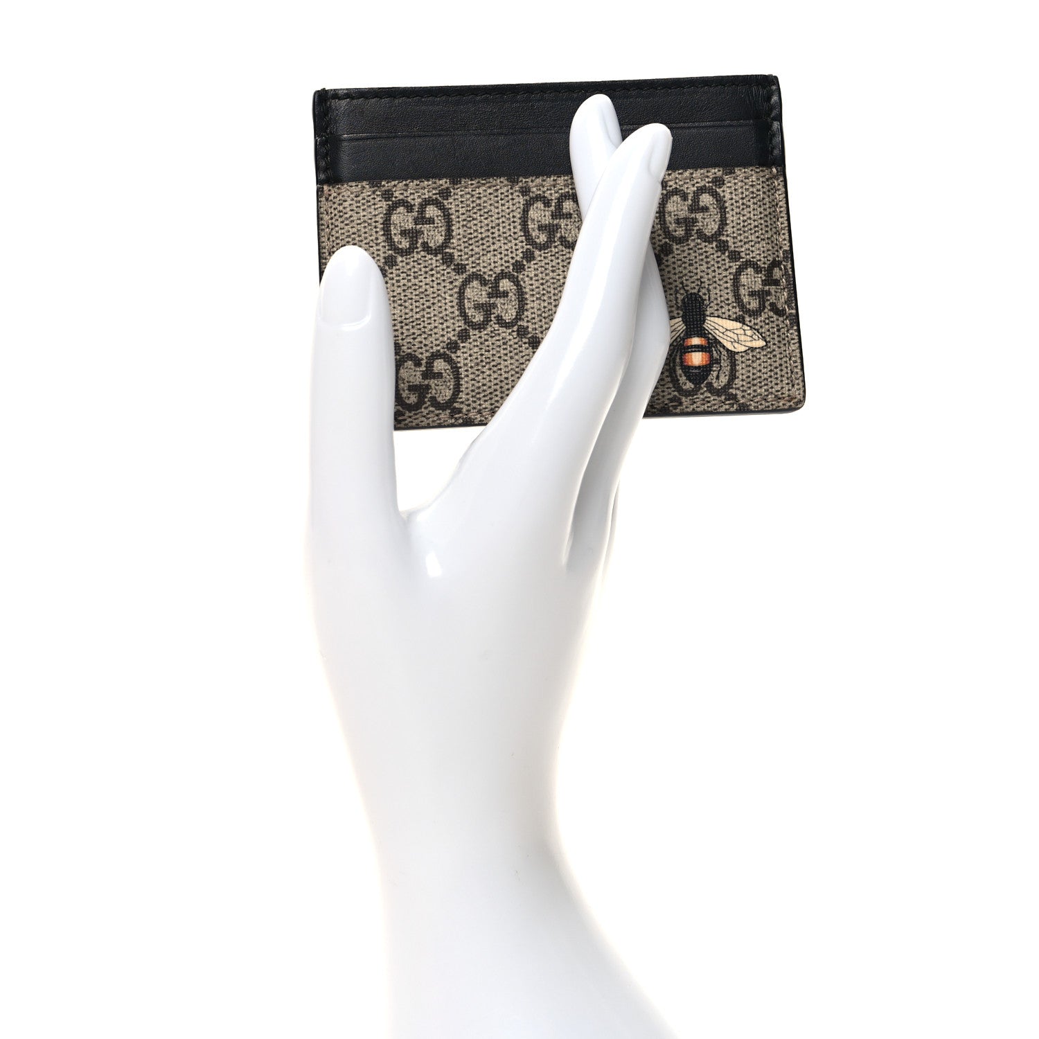 Gucci GG Supreme Monogram Bee Print Card Holder Black 2 of 7