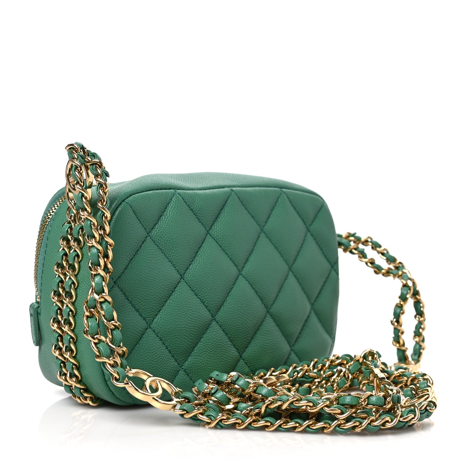 Chanel Caviar Quilted Mini CC You Camera Case Dark Green 3 of 9
