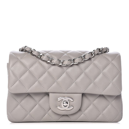 Chanel Lambskin Quilted Mini Rectangular Flap Grey 1 of 11