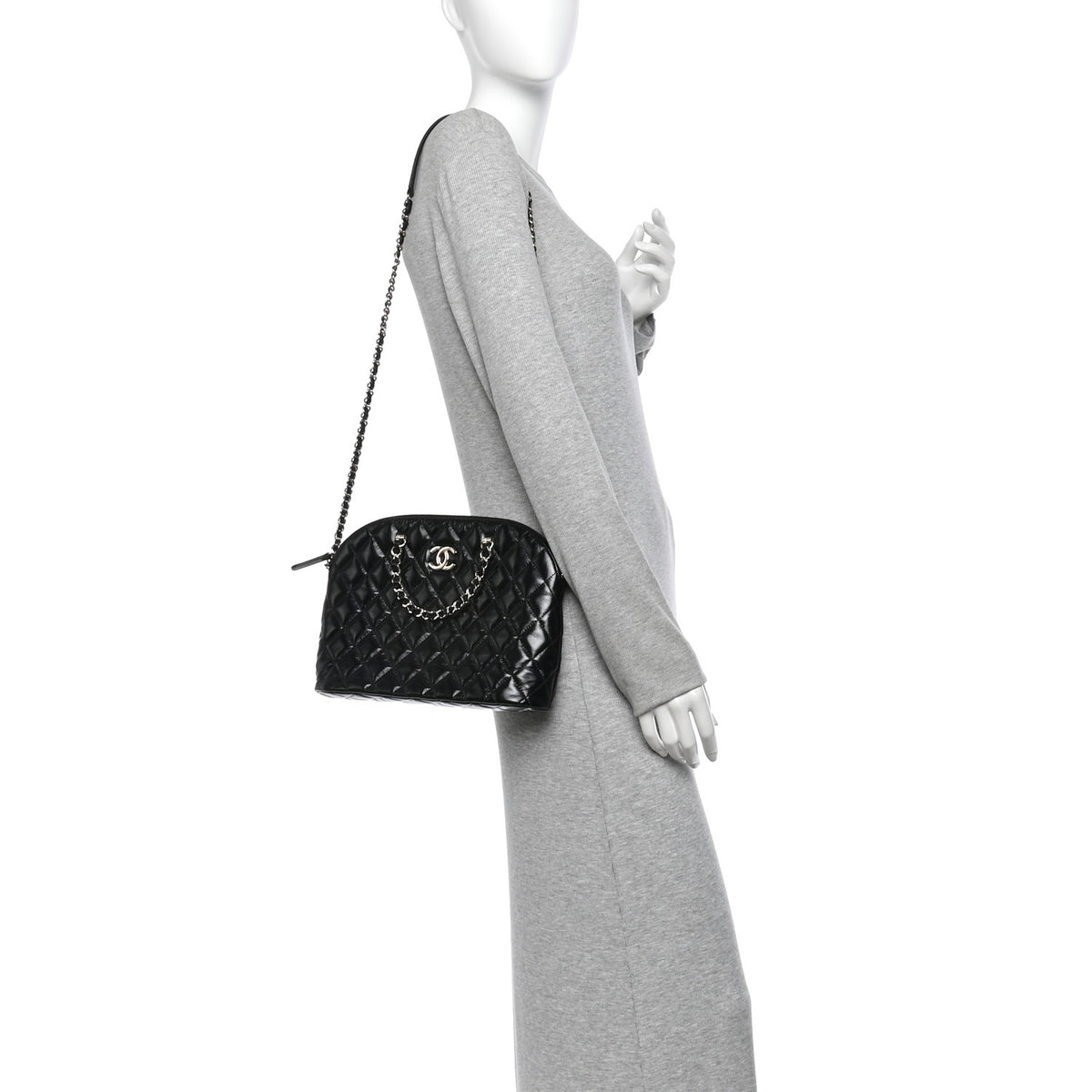 Chanel Shiny Lambskin Quilted Shiny Coco Small Shopping Bag  Black 2 of 11