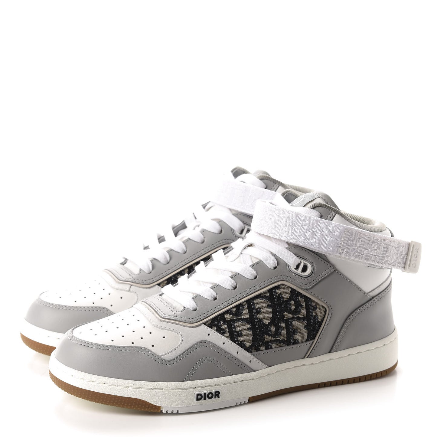 Smooth Calfskin Jacquard Oblique Mens B27 Mid Top Sneakers 40 Beige Blue