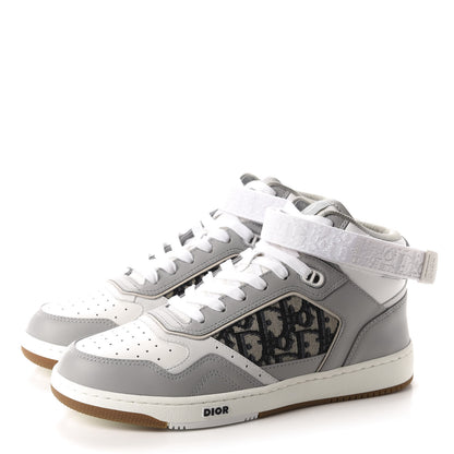 Christian Dior Smooth Calfskin Jacquard Oblique Mens B27 Mid Top Sneakers 40 Beige Blue 3 of 9