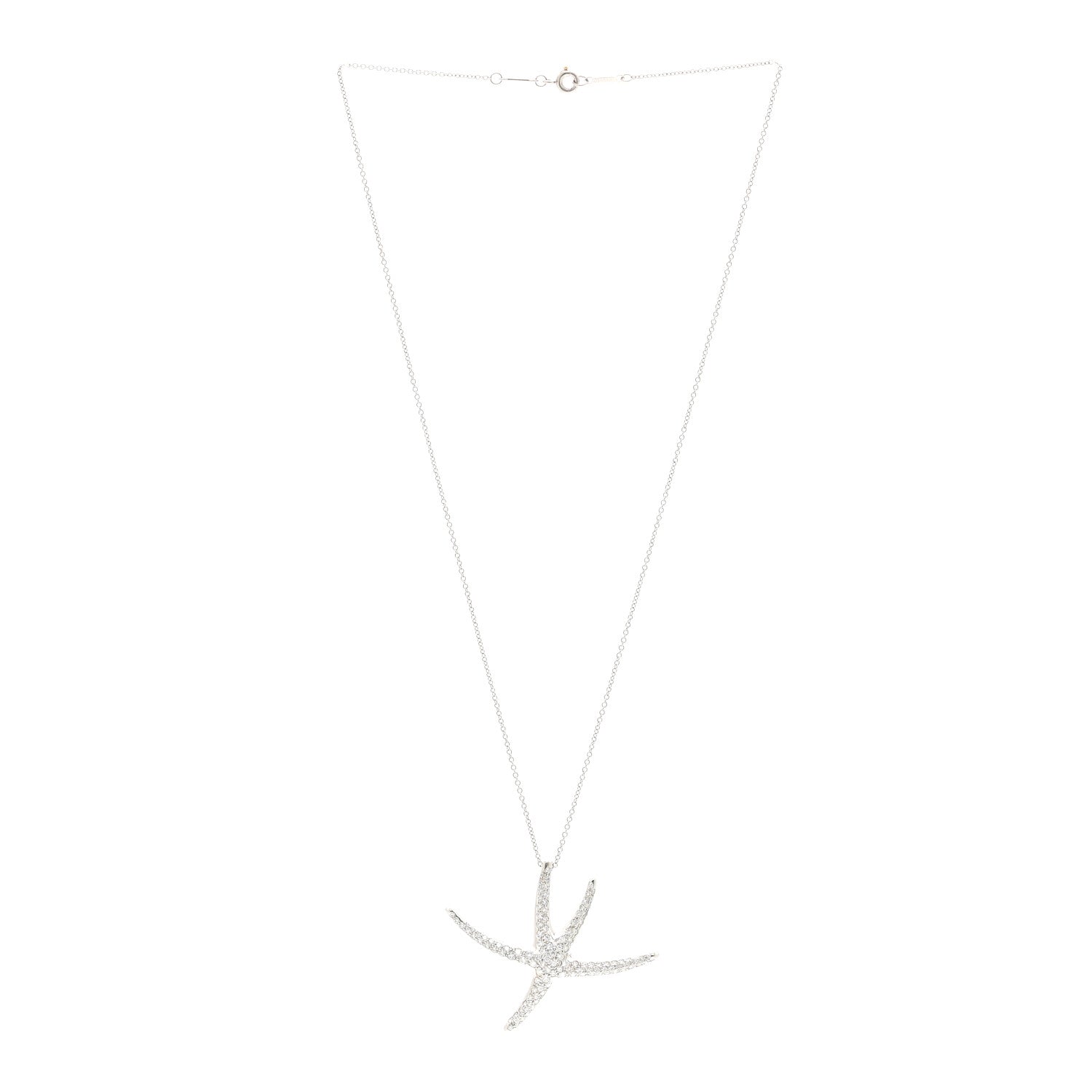 Tiffany Platinum Diamond Large Elsa Peretti Pave Starfish Pendant
