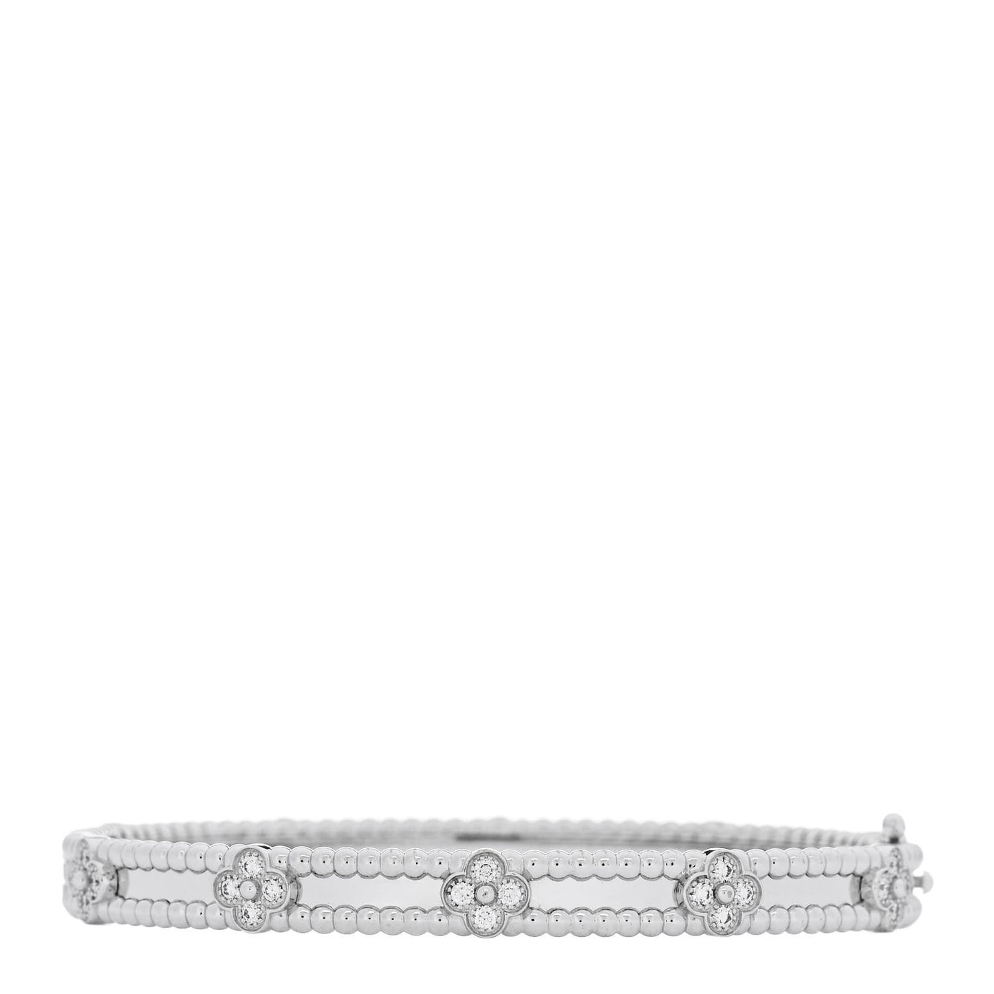 18K White Gold Diamond Perlee Sweet Clovers Bracelet M
