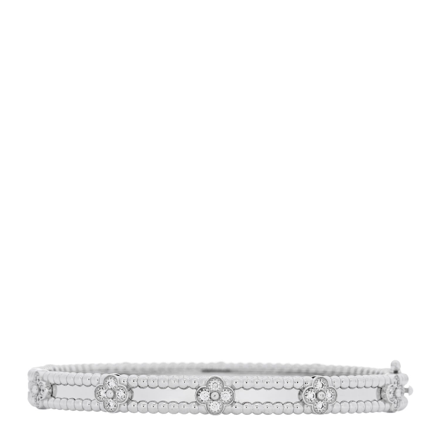 Van Cleef & Arpels 18K White Gold Diamond Perlee Sweet Clovers Bracelet M 1 of 4