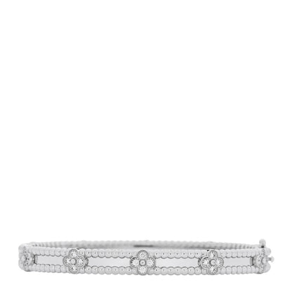 Van Cleef & Arpels 18K White Gold Diamond Perlee Sweet Clovers Bracelet M 1 of 4