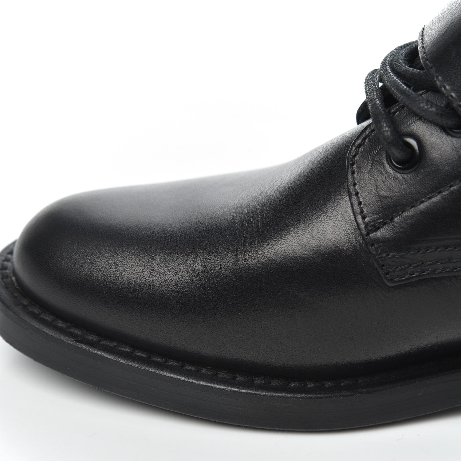 Saint Laurent Smooth Calfskin Studded Strap Rangers Boots 37.5 Black 15 of 16