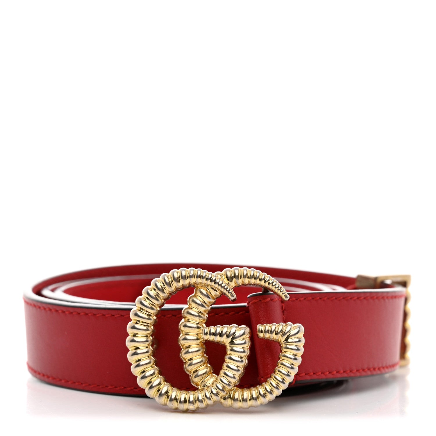 Gucci Moon Calfskin Torchon Double G 25mm Belt 90 36 Hibiscus Red 1 of 5