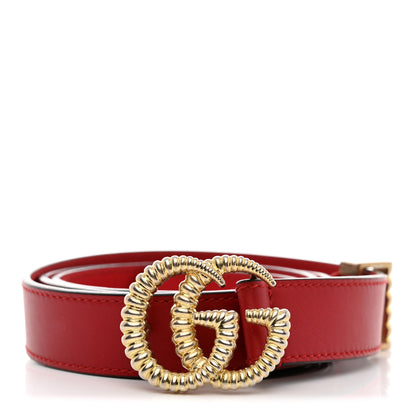 Gucci Moon Calfskin Torchon Double G 25mm Belt 90 36 Hibiscus Red 1 of 5