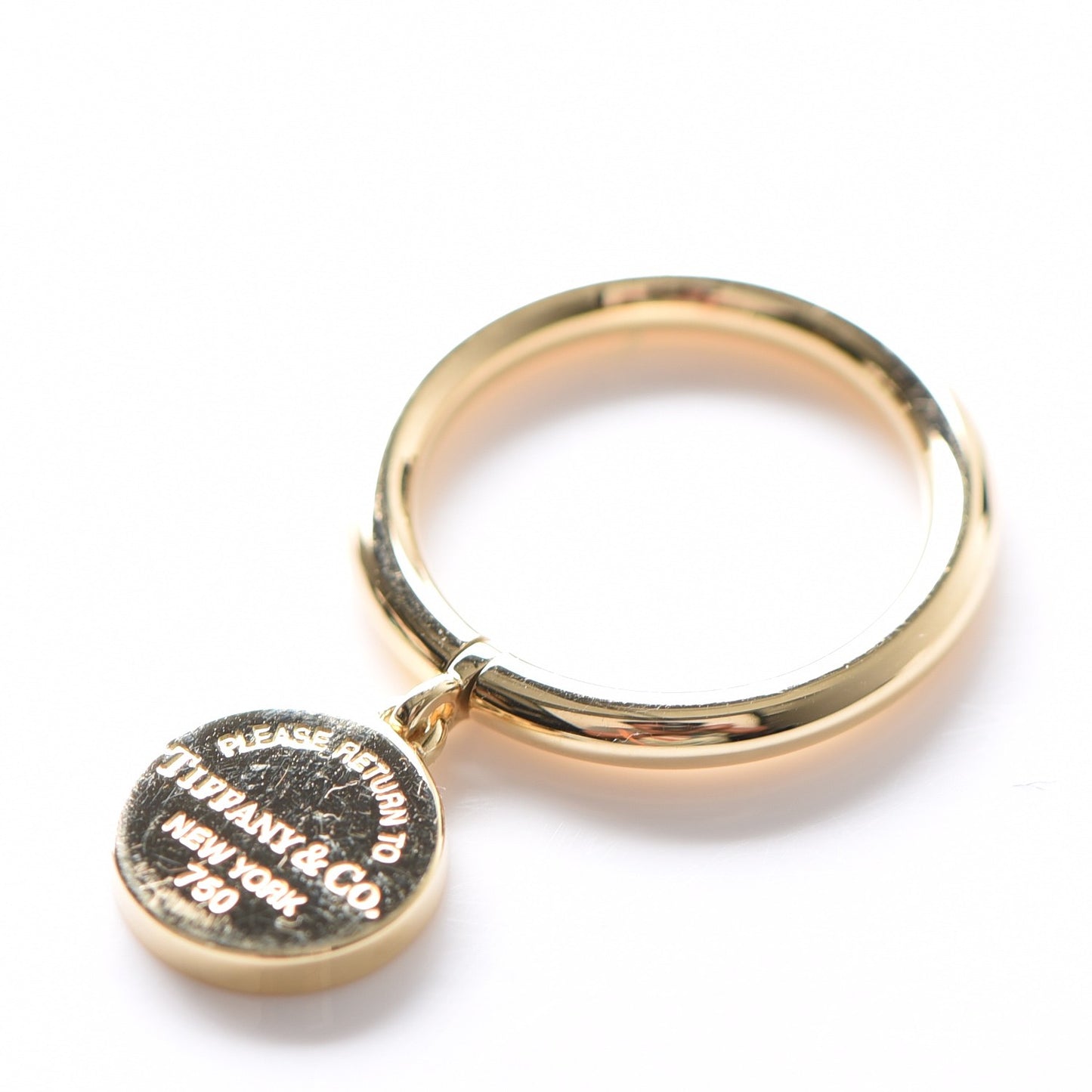 18K Yellow Gold Circle Tag Ring 6