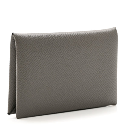 Hermes Epsom Calvi Card Case Gris Meyer 3 of 7