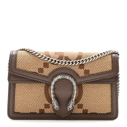 Gucci Monogram Jumbo GG Textured Dollar Calfskin Super Mini Dionysus Shoulder Bag Camel Ebony New Acero 1 of 12