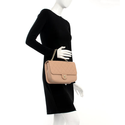 Chanel Caviar Quilted Large Studded Flap Beige 3 of 9