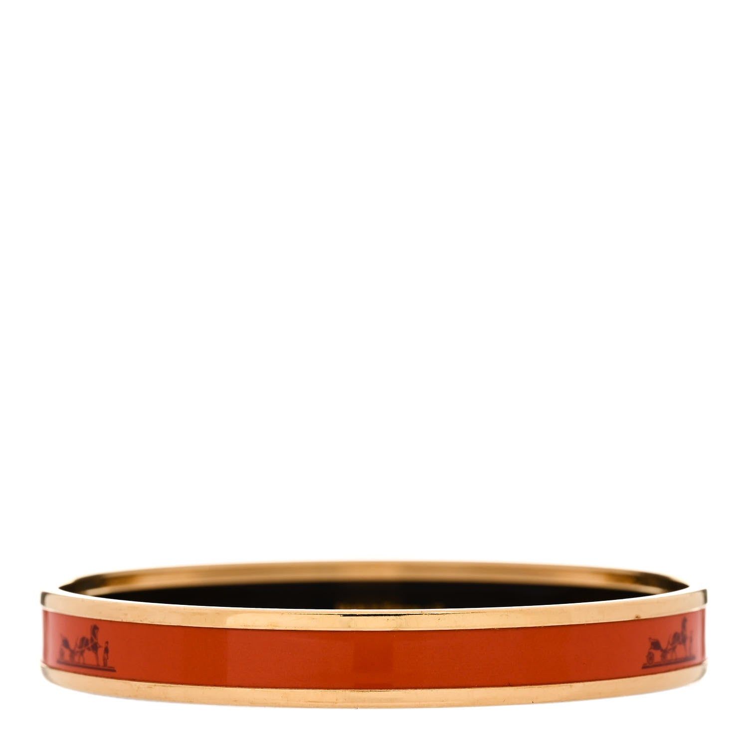 Hermes Enamel Printed Narrow Caleche Bracelet 70 Orange 3 of 6