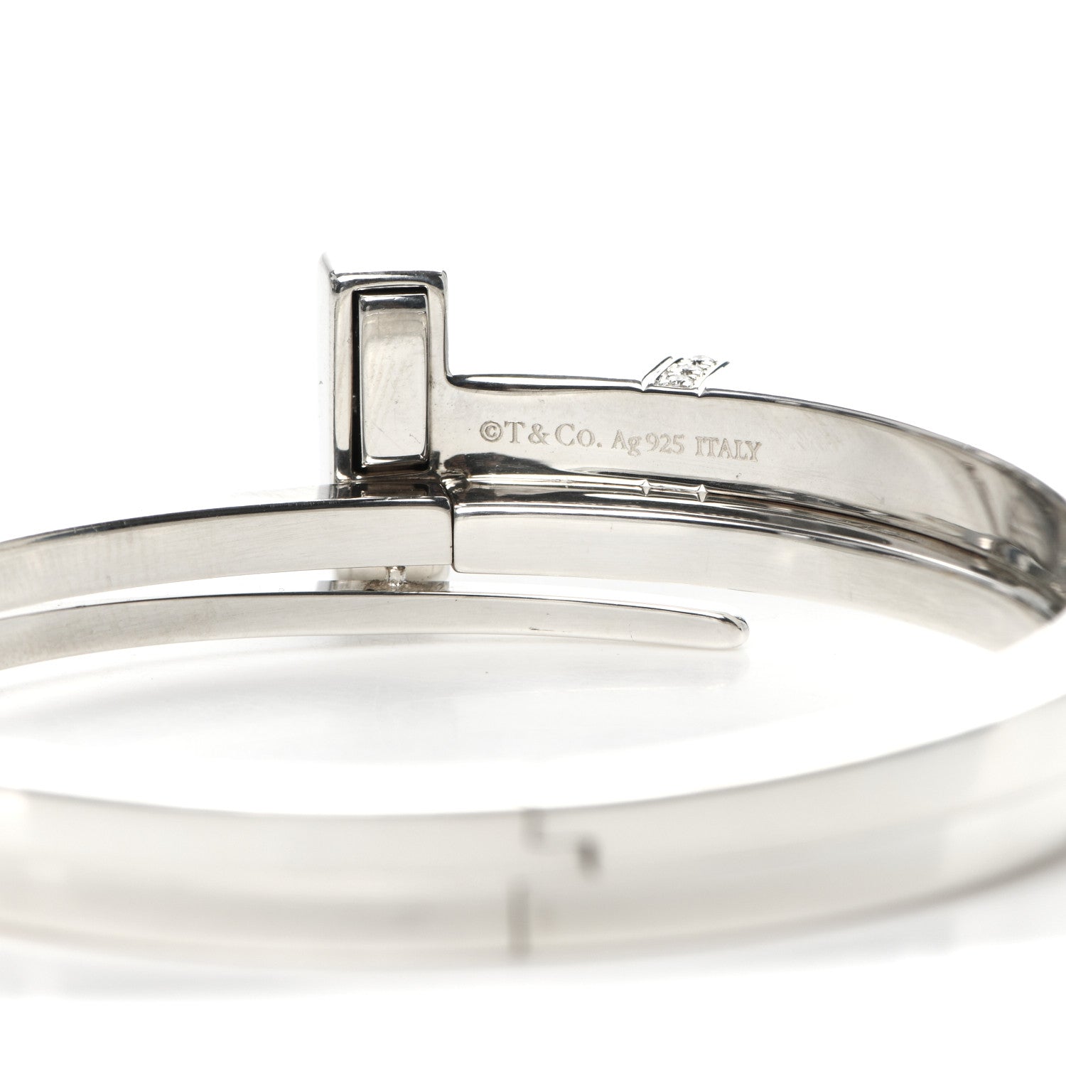 Tiffany Sterling Silver Diamond T Square Wrap Bracelet 4 of 4